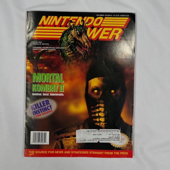 Nintendo  SKU 478 Power September 1994 Volume 64 Mortal Combat II Complete - Picture 1 of 5